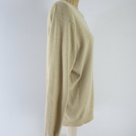 Vtg Pringle Womens 42 Medium Beige Long Sleeve Cardigan Sweater Made Scotland - Picture 9 of 9